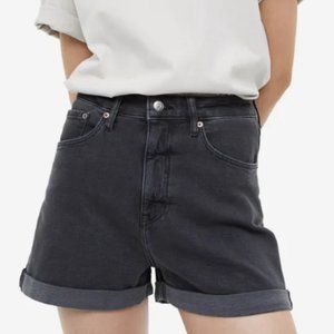 H&M Mom high denim shorts in black